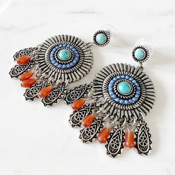 Free People In To The Wild Dangle Statement Earrings Western - Picture 2 of 4